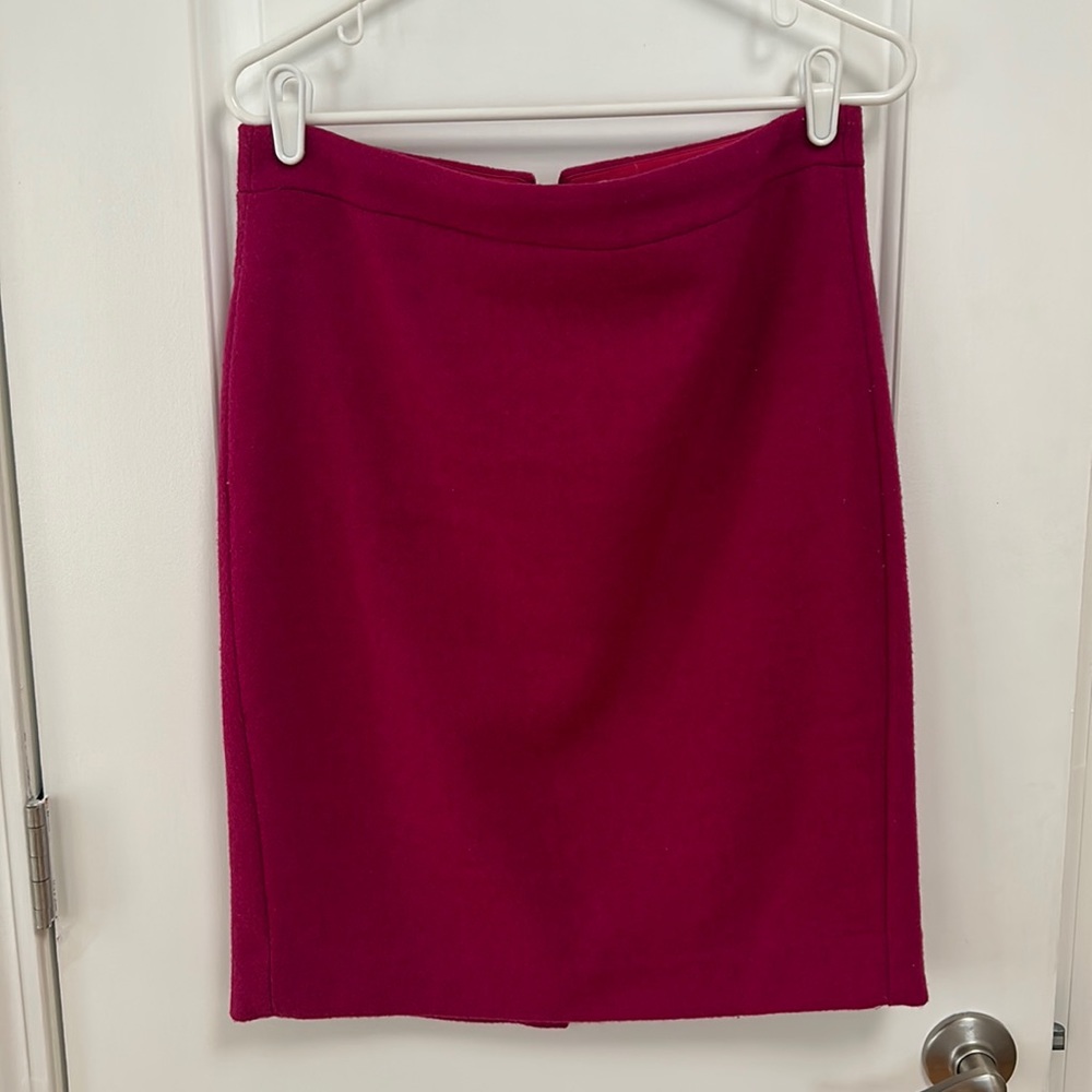 J Crew hot pink wool pencil skirt